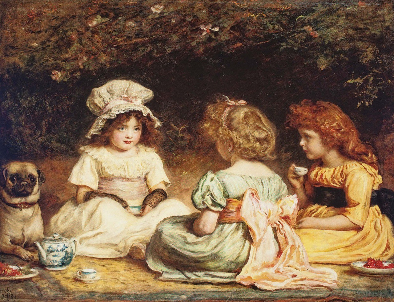 Children's tea party with dog
