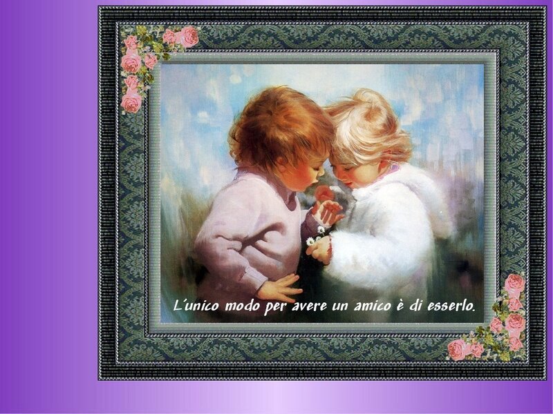 children sharing a flower