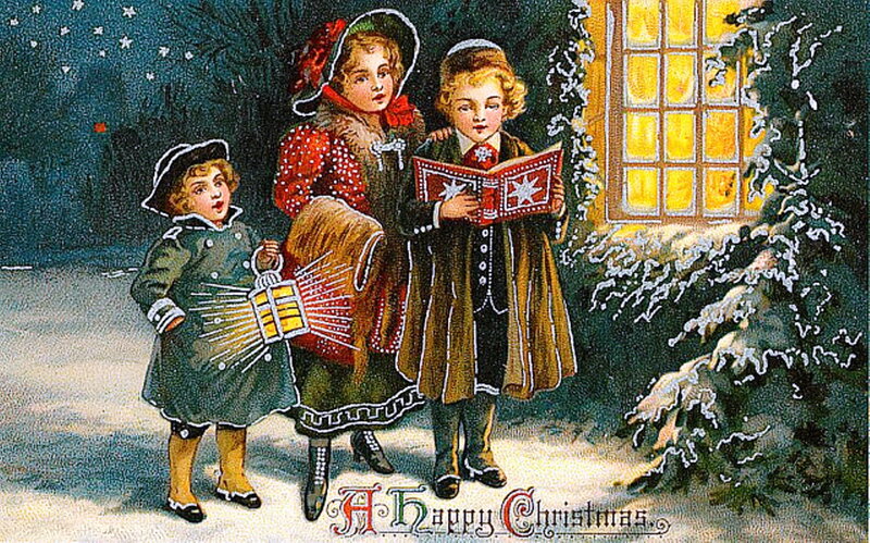 Children Singing Carols — Green