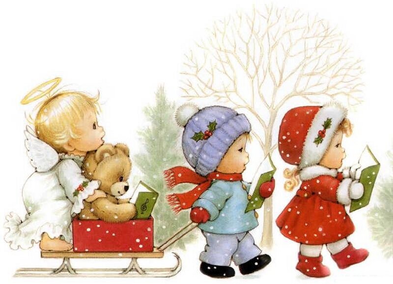 Children Singing Carols — Red
