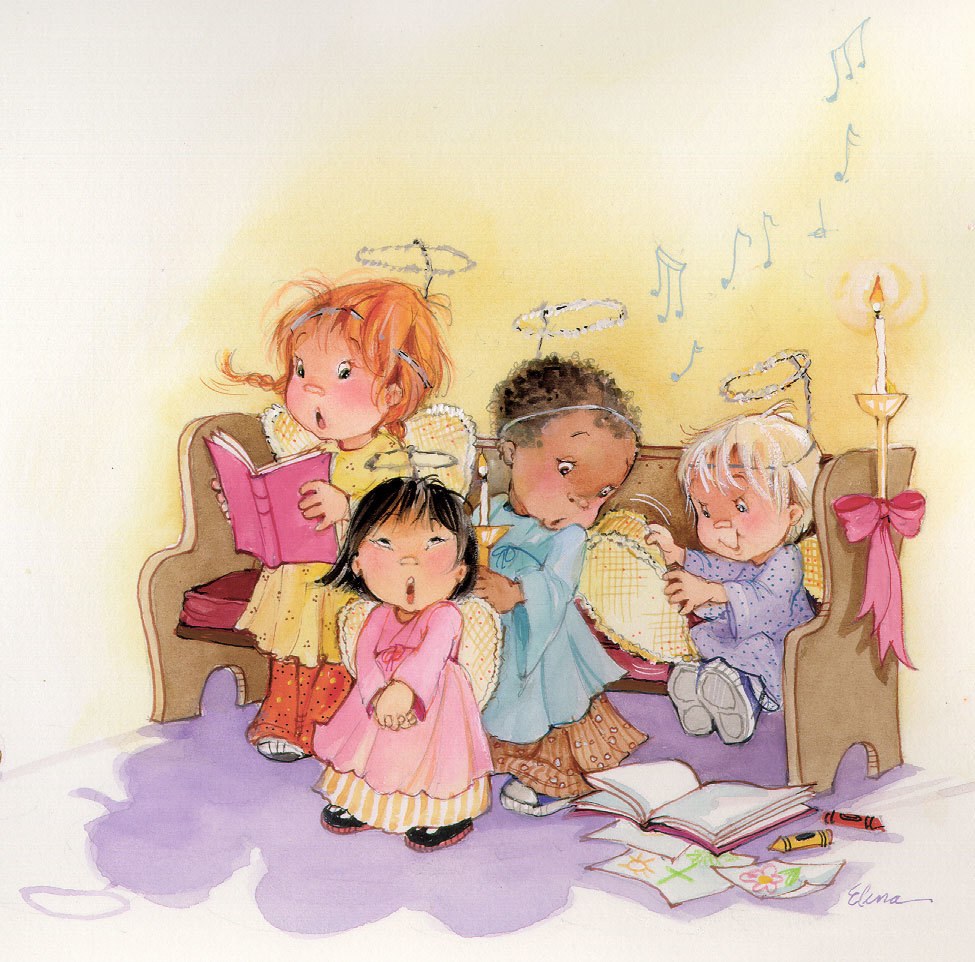 children singing in church