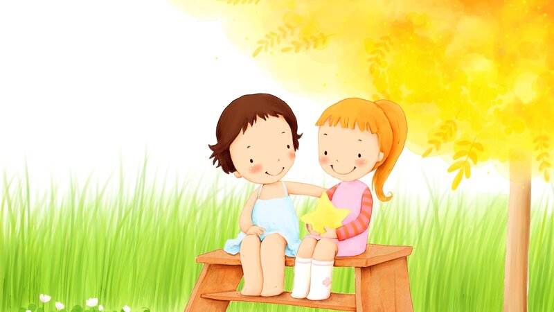 children sitting on bench