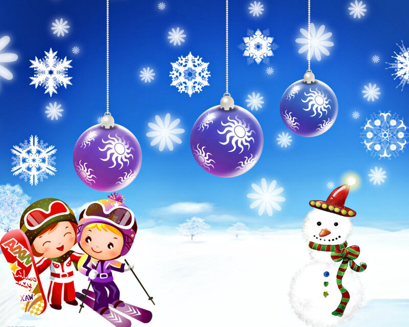 Children Skiing in Snow — Blue