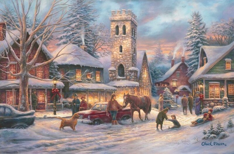 Children Sledding in Snow — White, Festive, Winter