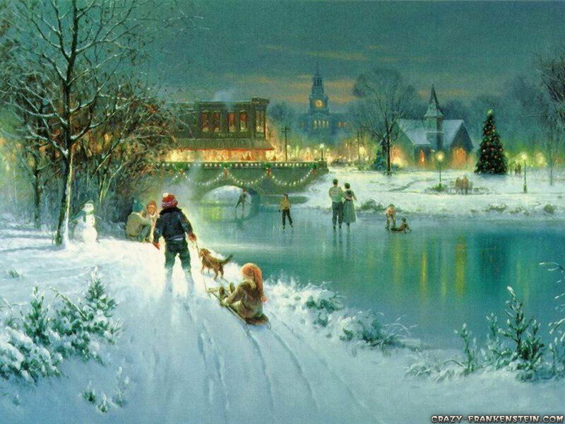 Children Sledding in Snow — White, Peaceful, Night