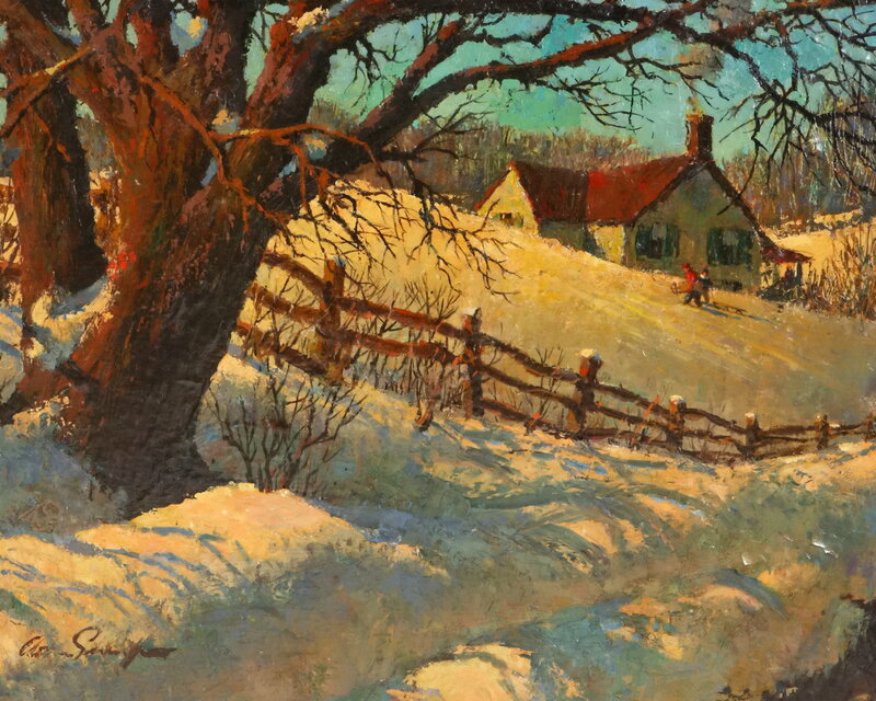 Children Sledding in Snow — White, Serene