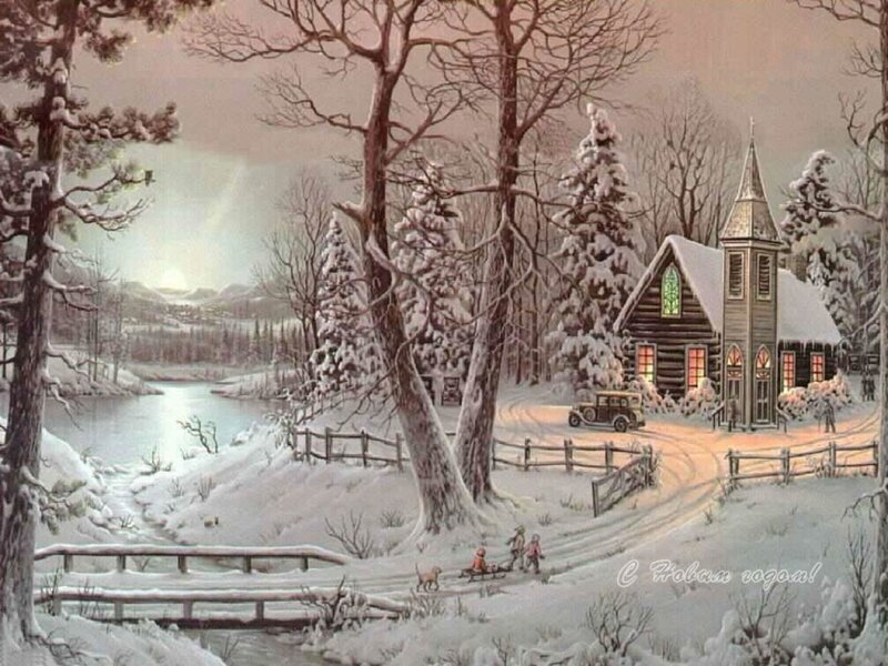 Children Sledding in Snow — White, Serene, Winter