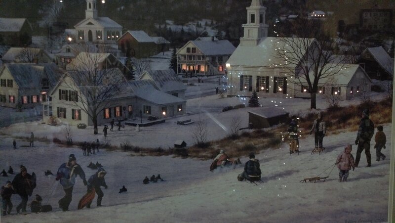 Children Sledding in Town