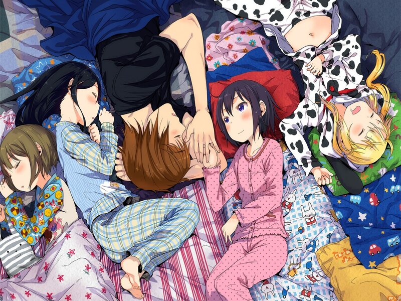 Children Sleeping in Bed — Blue