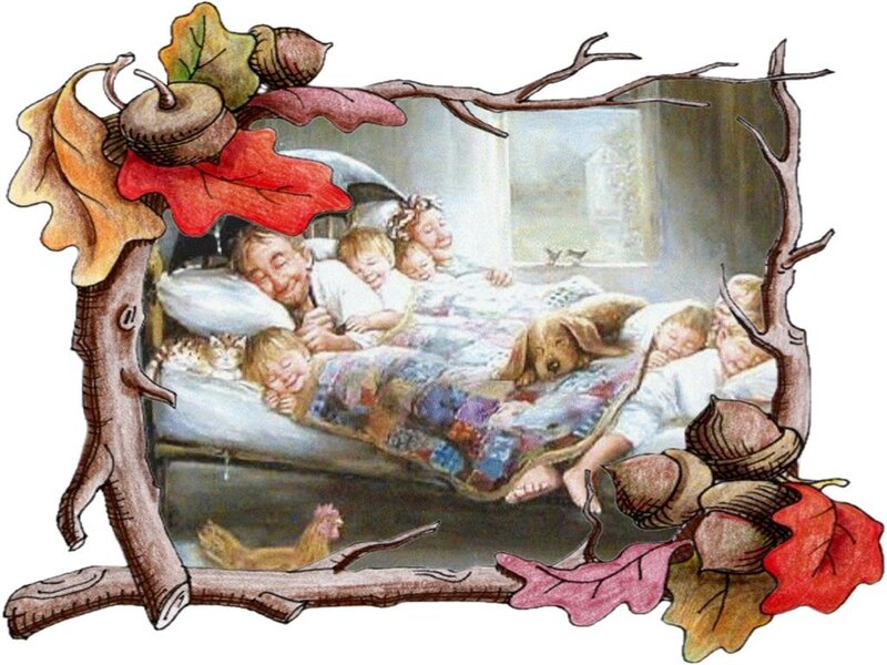 Children Sleeping in Bed — Red