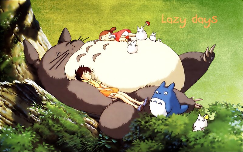 Children Sleeping on Totoro — Green, Peaceful