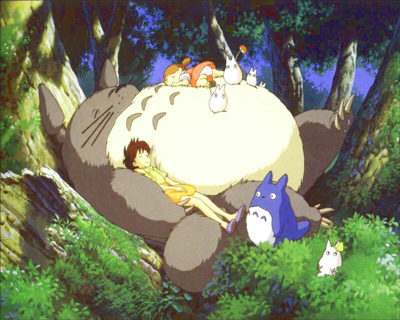 Children Sleeping on Totoro — Green, Serene, Night