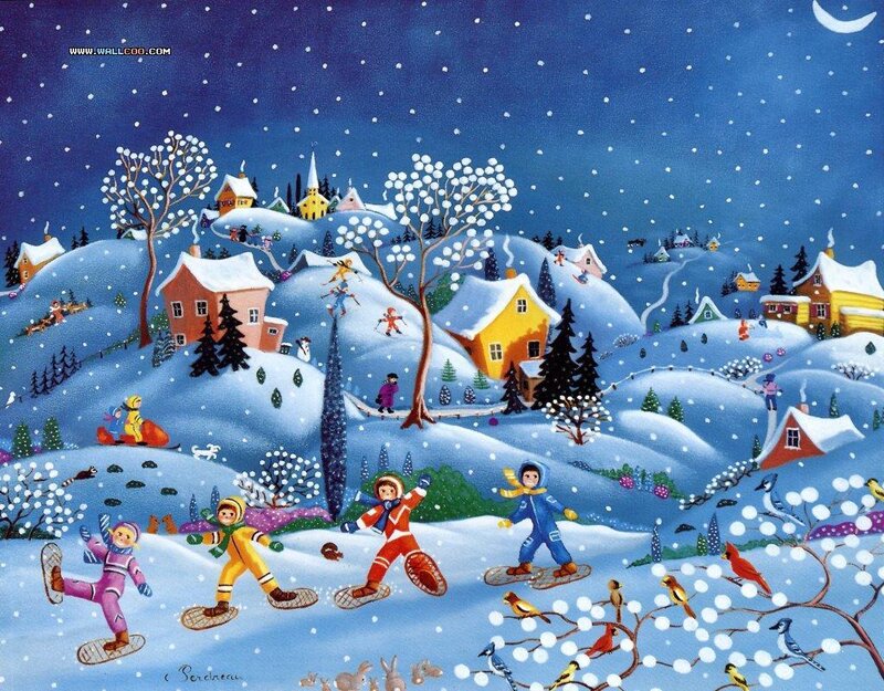 Children Snowshoeing