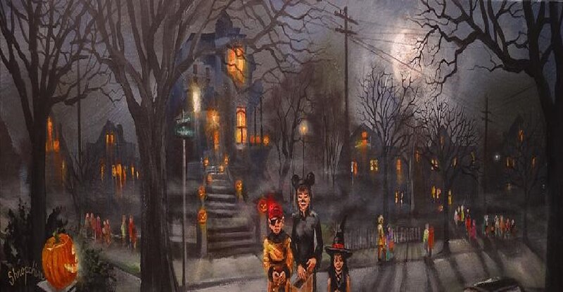 Children Trick-or-treating — Black