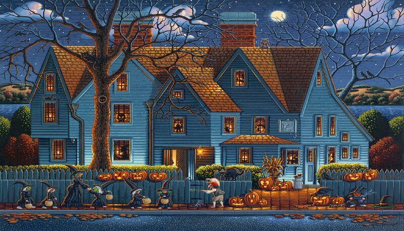 Children Trick-or-treating — Blue, Spooky