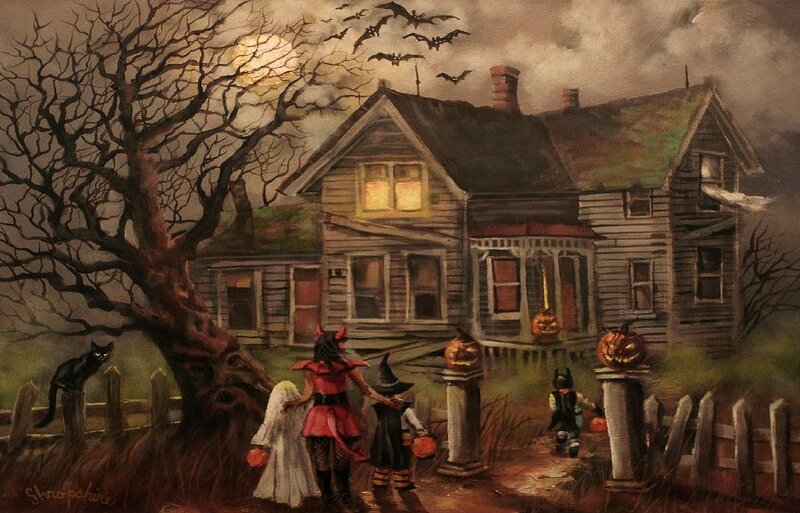 Children Trick-or-treating — Brown