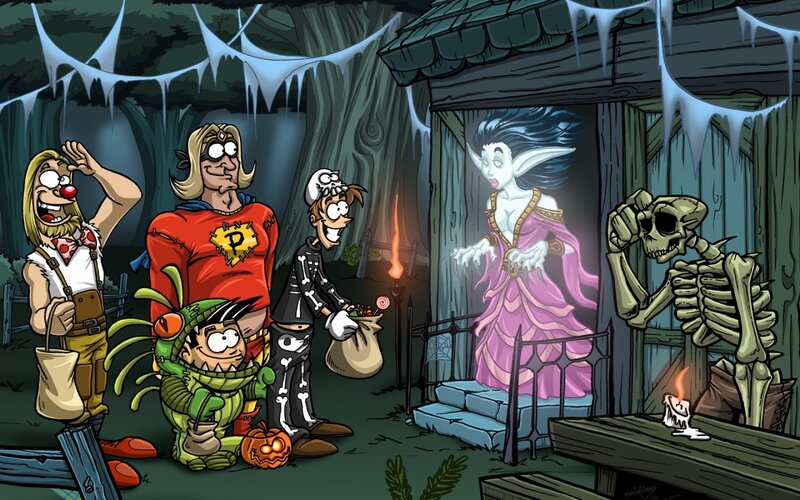 Children Trick-or-treating — Green