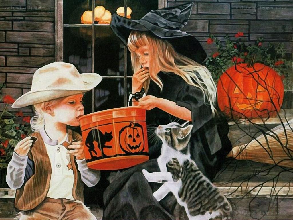 Children trick-or-treating on Halloween