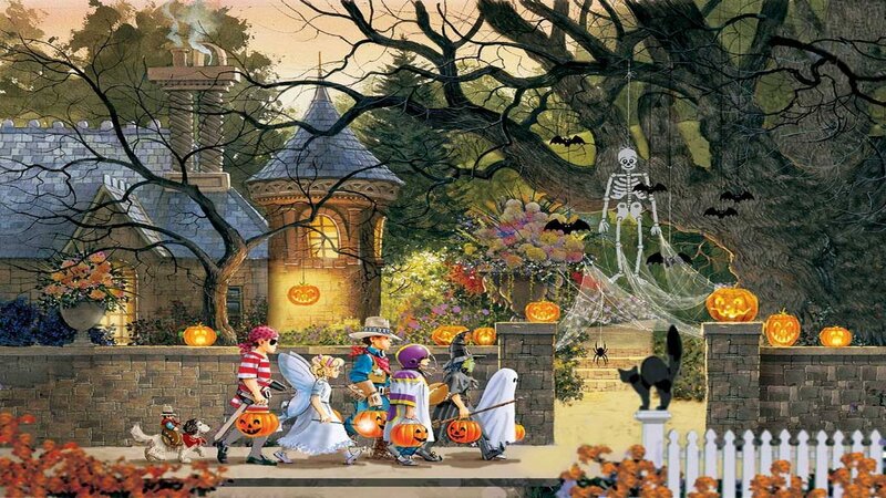 Children Trick-or-treating — Orange