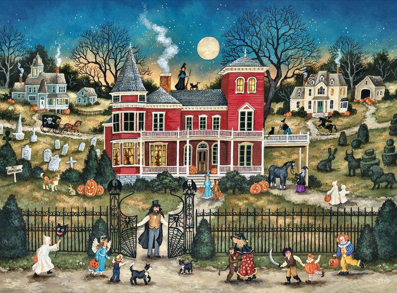 Children Trick-or-treating — Red, Festive, Night, Illustration