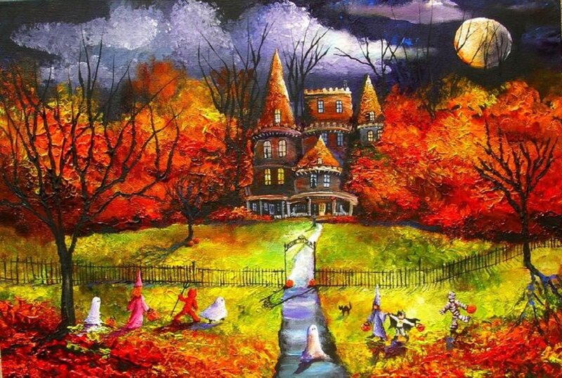 Children Trick-or-treating — Red, Festive, Night