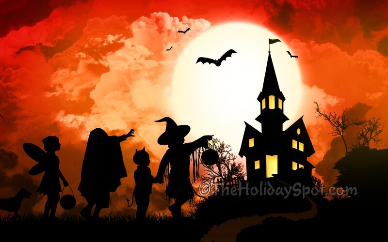 Children Trick-or-treating — Red, Spooky