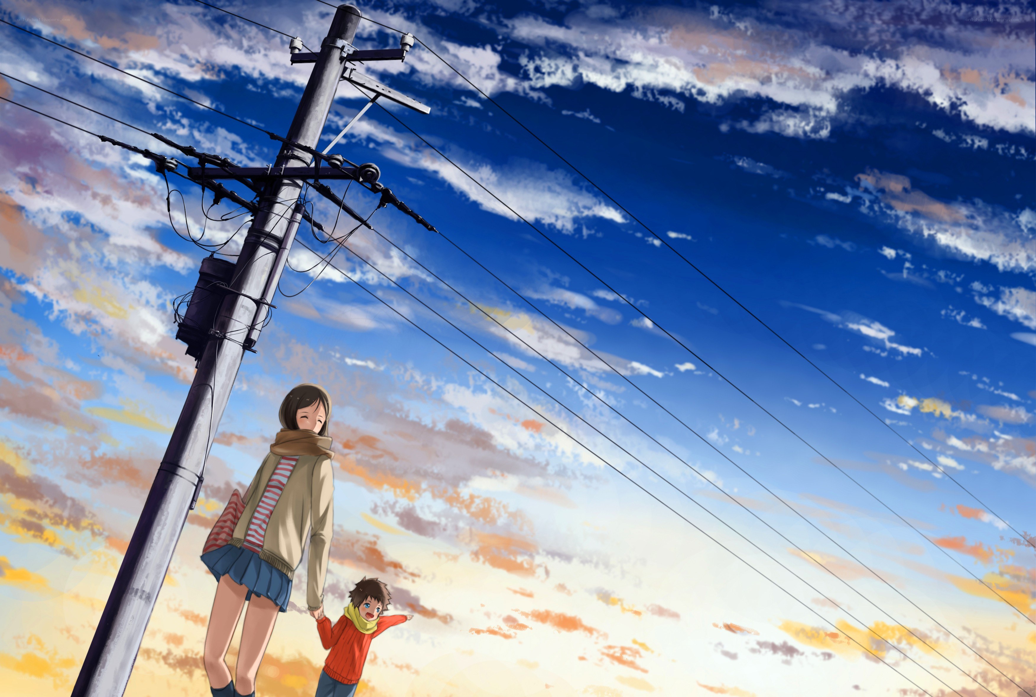 Children under a power line