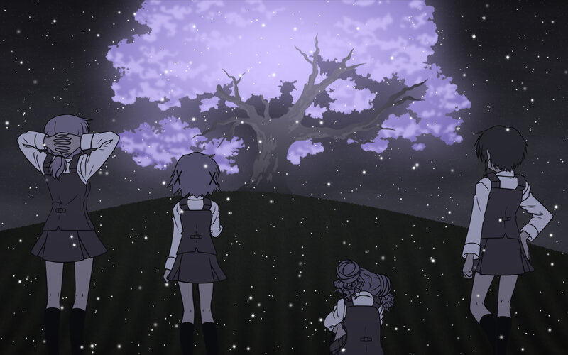 Children under a starry sky