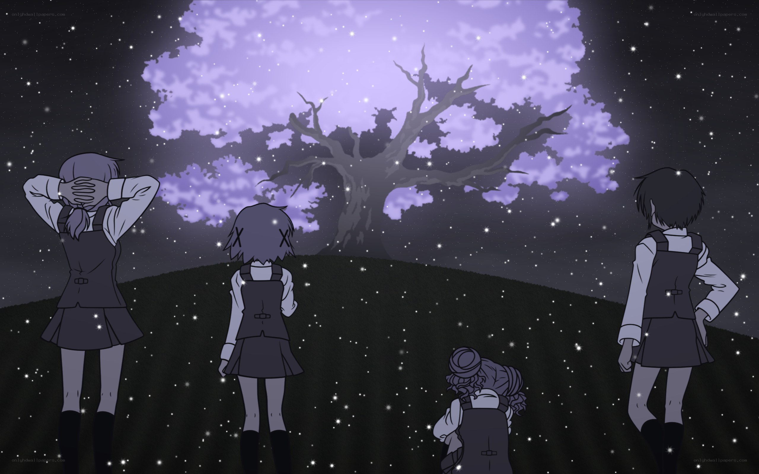 Children under a starry sky