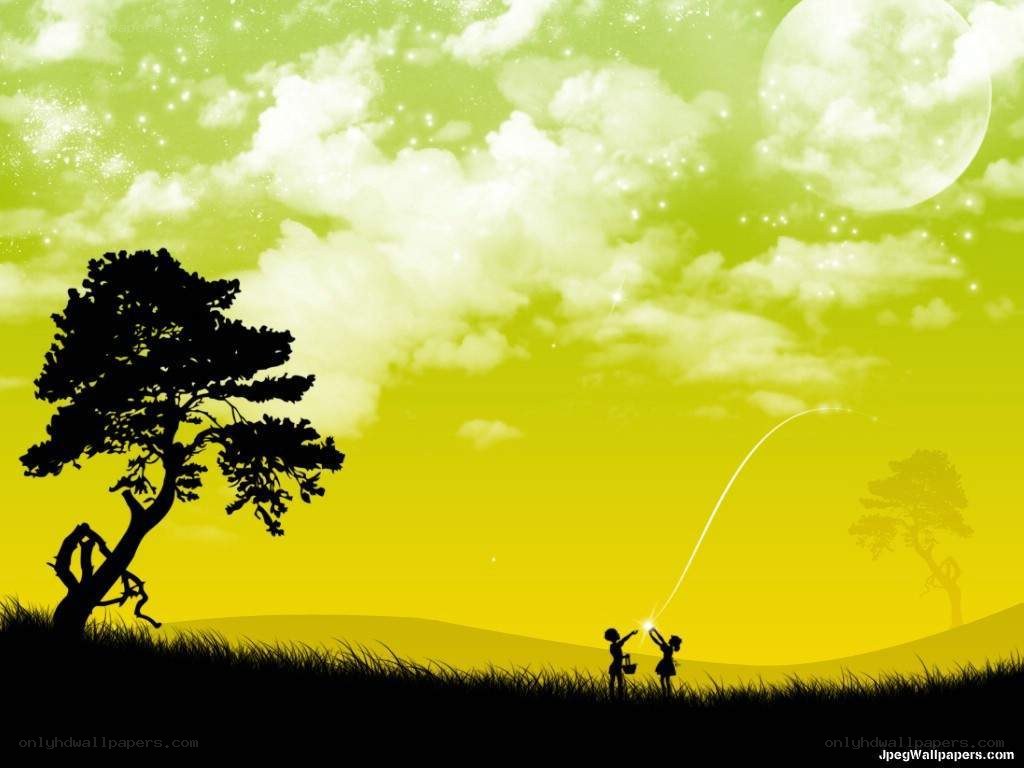 Children under a starry sky