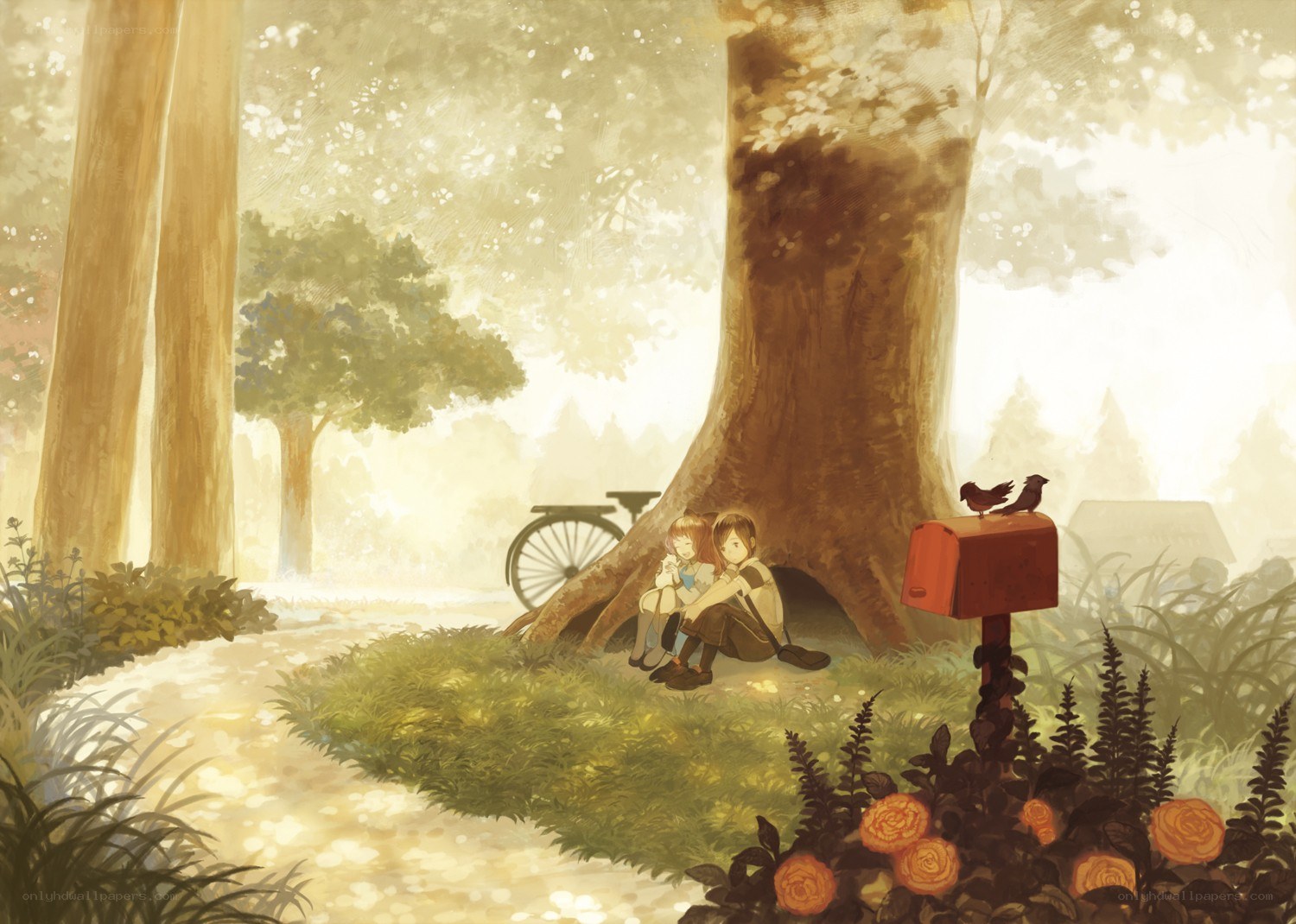 Children under a tree