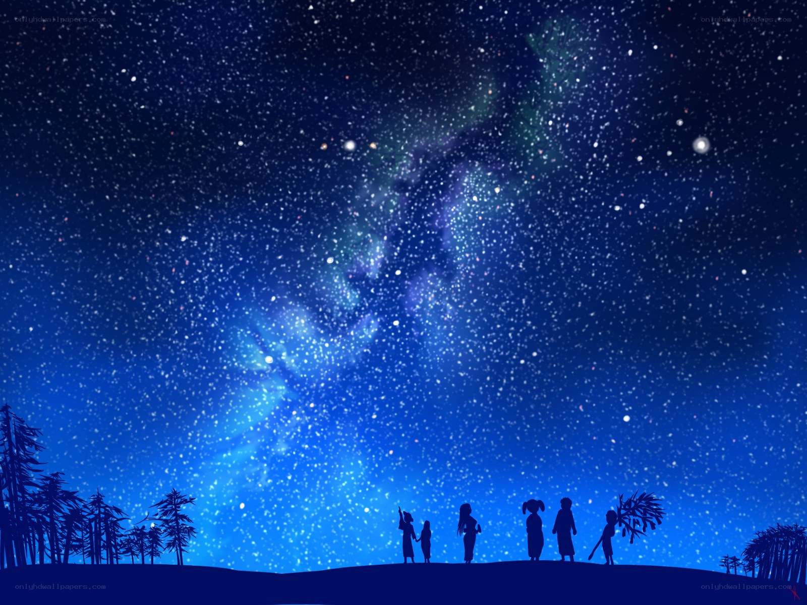 Children under the starry sky