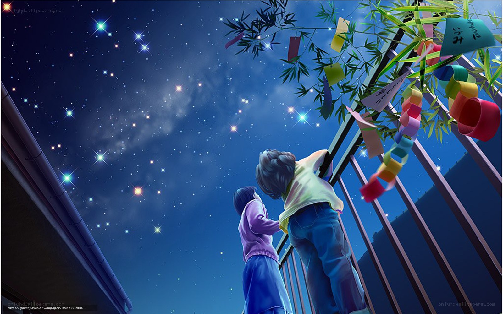 Children under the starry sky