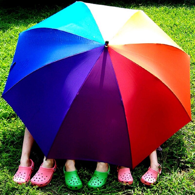 Children under Umbrella — Blue, Playful