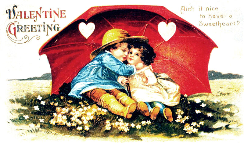 Children under Umbrella — Red