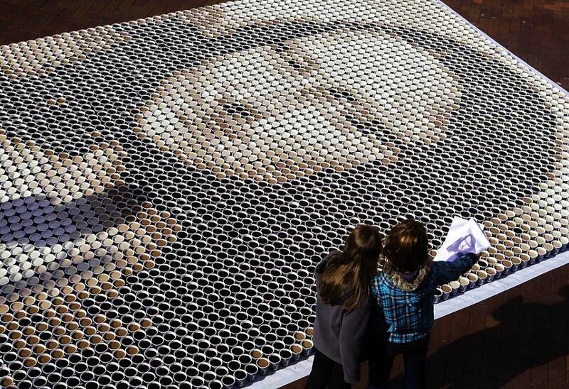 children viewing art installation