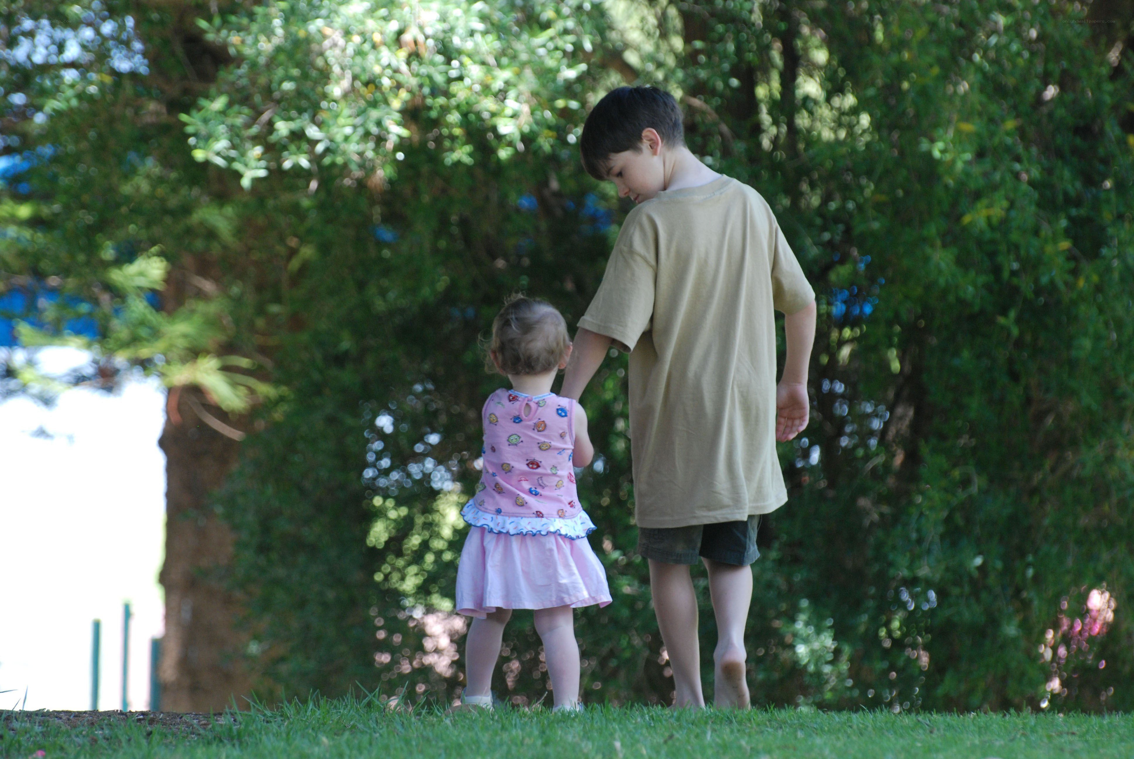 children walking in park