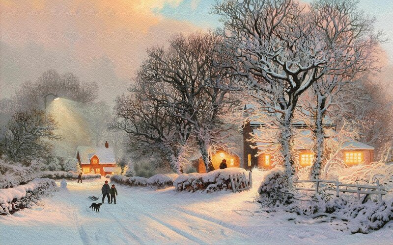 Children Walking in Snow