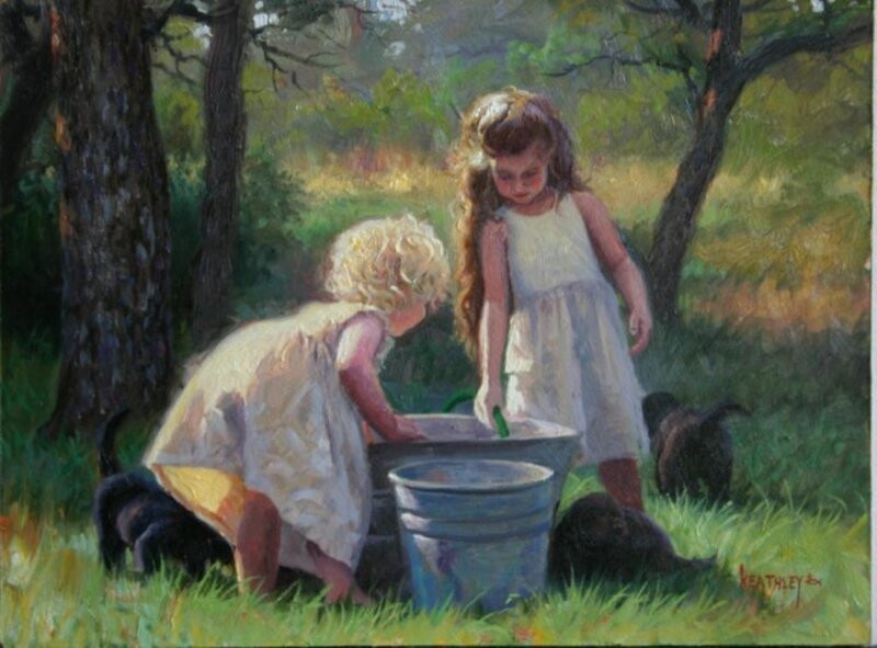 Children washing in a bucket