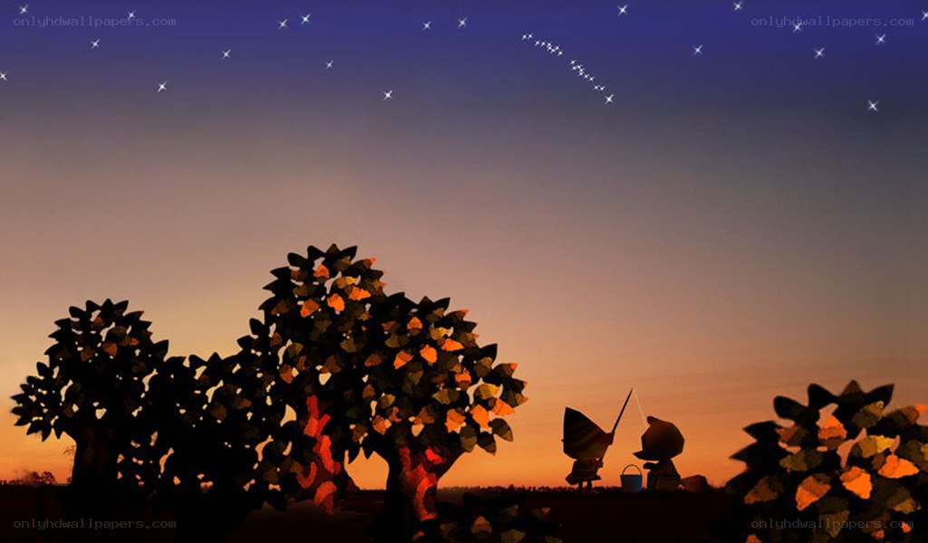 Children watching a shooting star