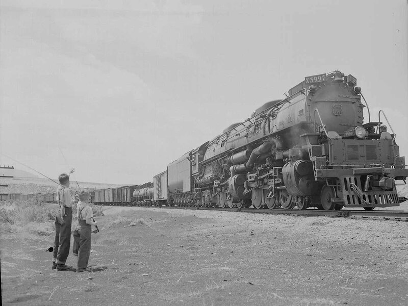 Children watching a steam train