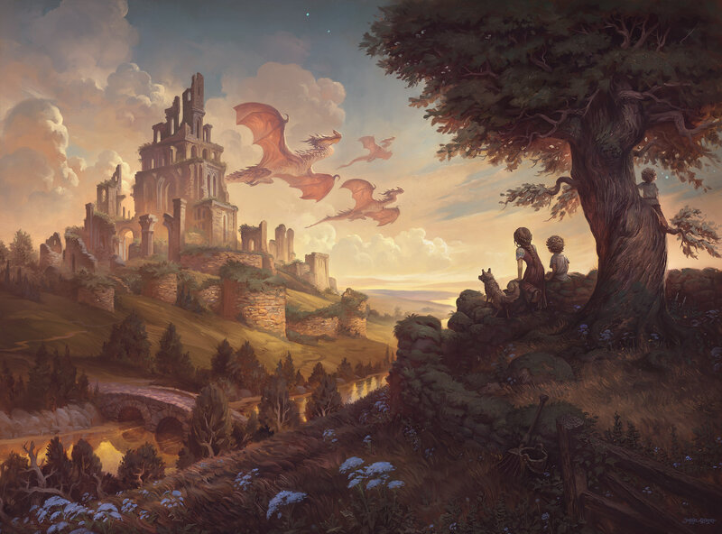 Children Watching Dragons — Brown