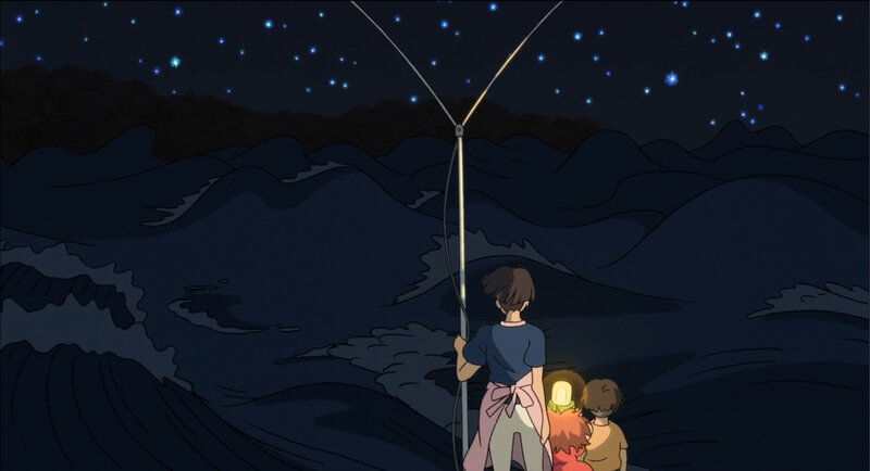 Children watching stars at night