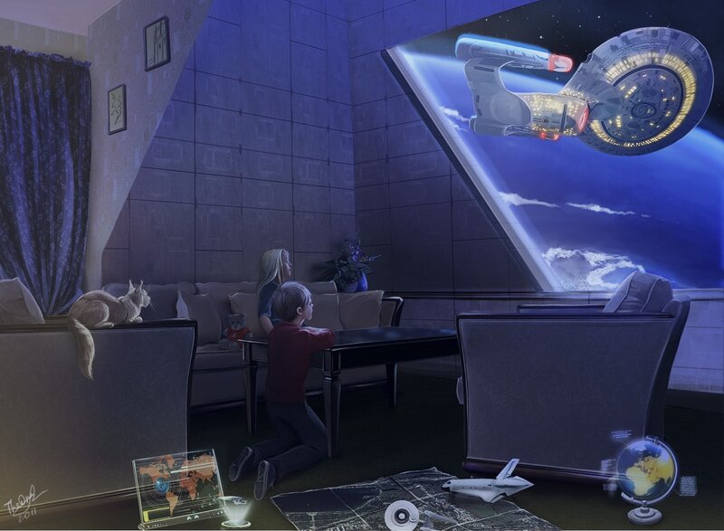 Children watching starship