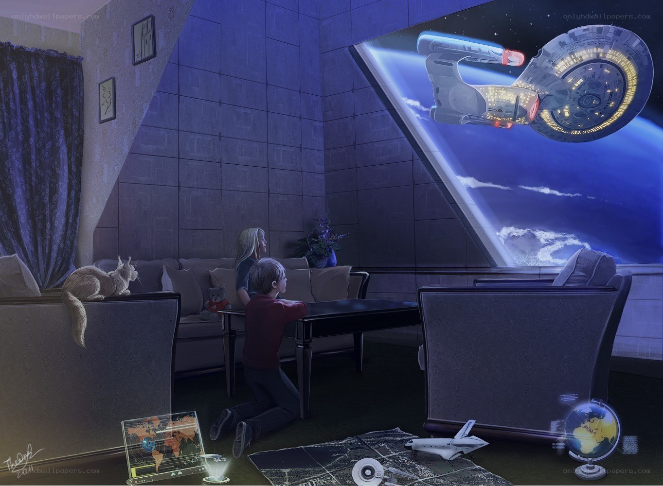 Children watching starship