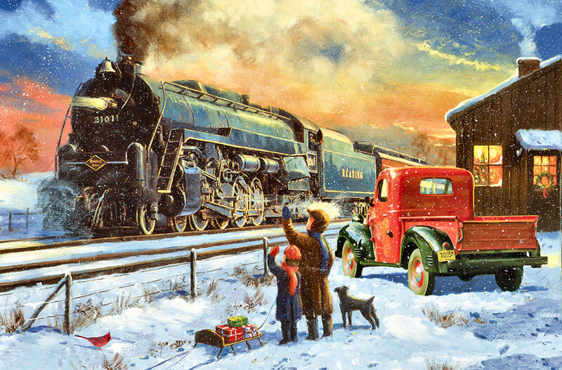Children Watching Train — Red