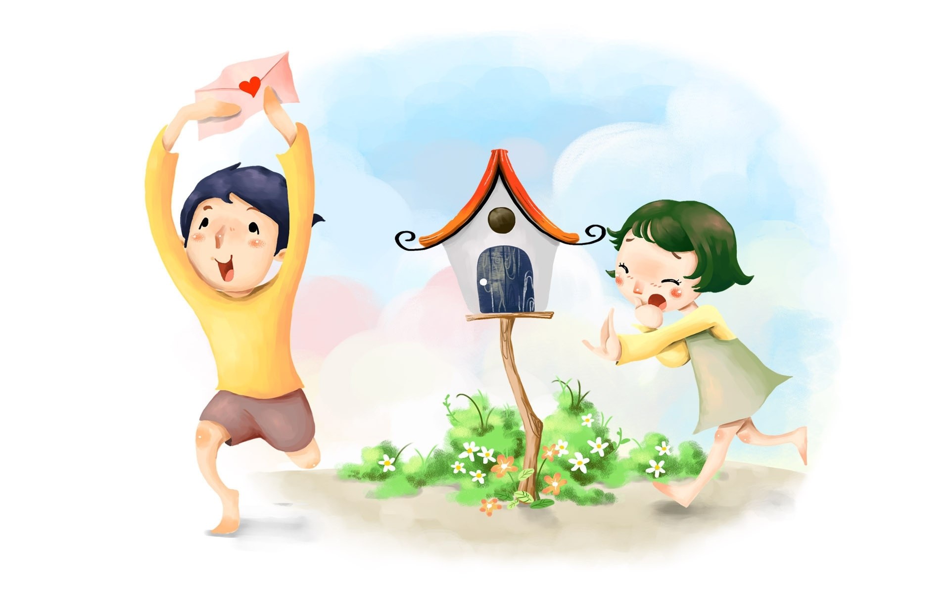 Children with a love letter
