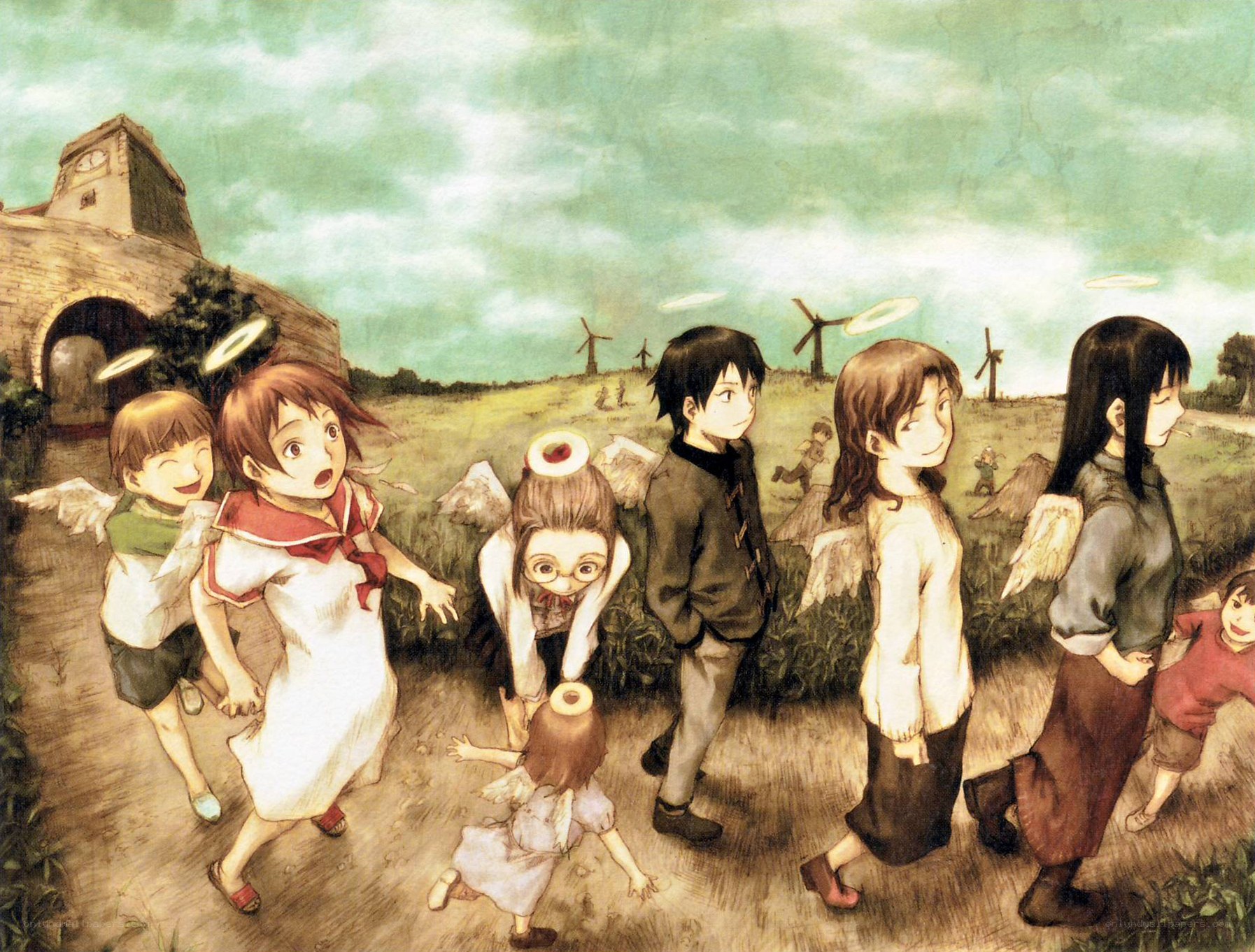 children with angel wings