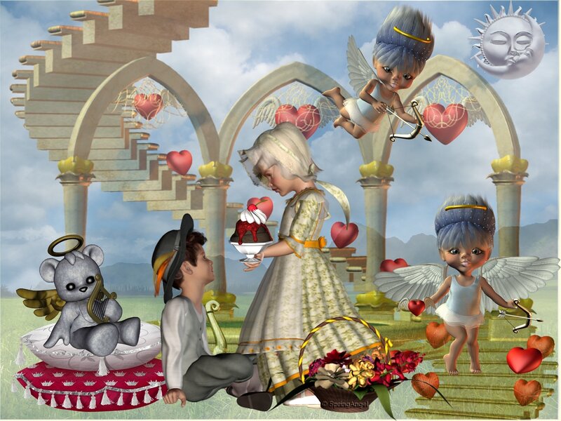 Children with Angels and Hearts