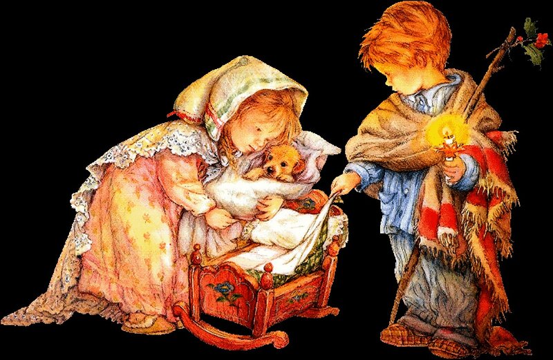 Children with Baby and Dog